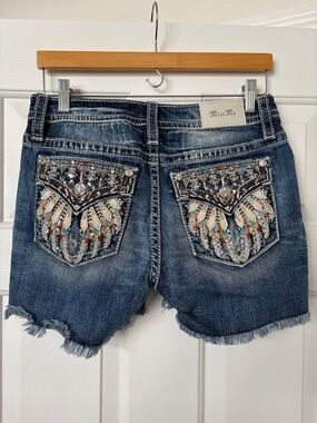 Miss Me Dark Blue Denim Jean shorts- size 28